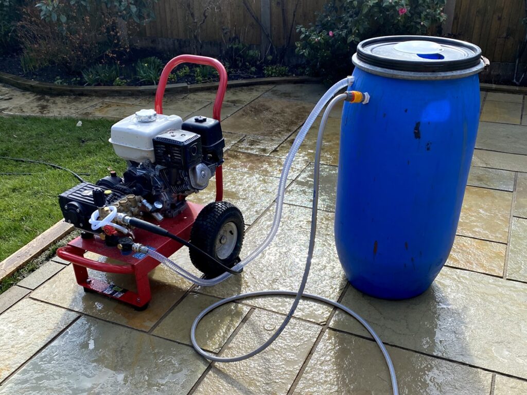 the pressure washer and tank