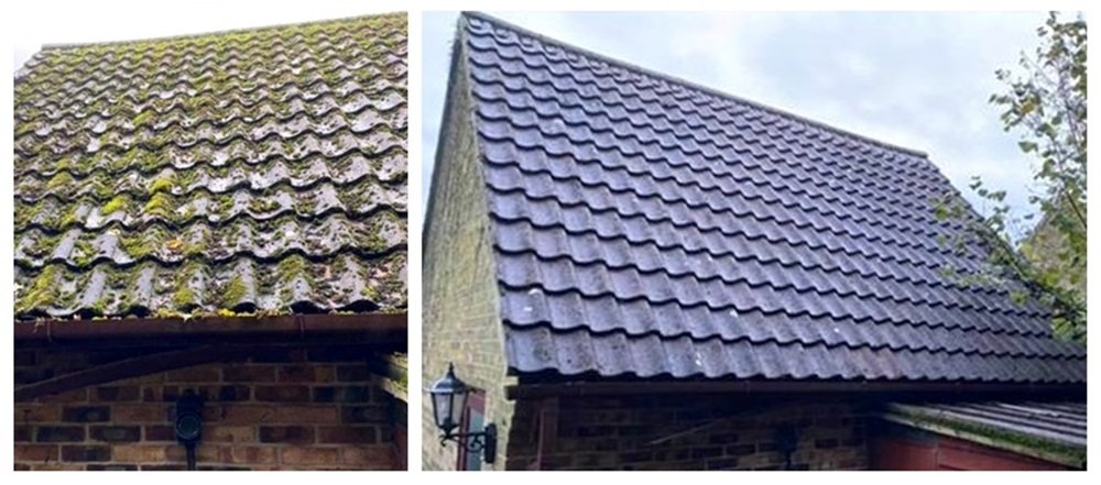 garage roof before and after cleaning 2