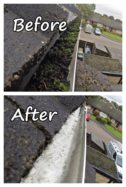 MSG Gutter clearing before and after