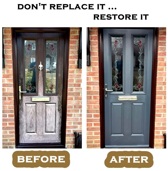 The door before and after being professionally sprayed by MSG - looking like new